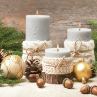 Servietten 33x33 cm - Xmas Candles in Knitting Sweater