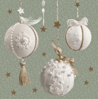 Servietten 33x33 cm - Charming Baubles on Sage