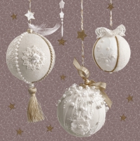 Servietten 33x33 cm - Charming Baubles on Dusty Pink