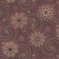 Servietten 33x33 cm - Gold & Red Stars and Twirls on Claret