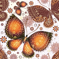 Servietten 33x33 cm - Ethnic Butterflies Orange