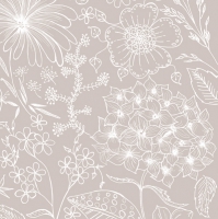 Servietten 33x33 cm - Botanical Flowers Taupe