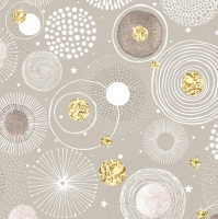 Servietten 33x33 cm - Doodle Circles with Golden Foil
