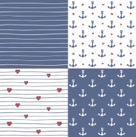 Servietten 33x33 cm - Marine Squares