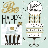 Servietten 33x33 cm - Mint and Happy B-day
