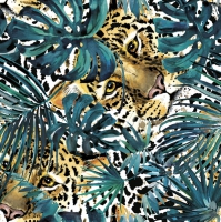 Servietten 33x33 cm - Hidden Leopard with Turquoise Monsteras