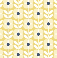 Servietten 33x33 cm - Yellow Flowers Pattern with Blue Dot