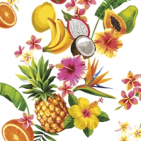 Servietten 33x33 cm - Tropical Mix on White