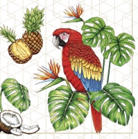 Servietten 33x33 cm - Parrots with Tropical Motifs