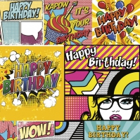 Servietten 33x33 cm - Cartoon Style Birthday
