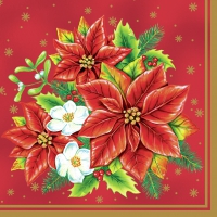 Servietten 33x33 cm - Poinsettia Bouquet Red