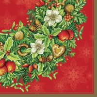 Servietten 33x33 cm - Christmas Wreath Red