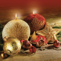 Servietten 33x33 cm - Round Christmas Candles