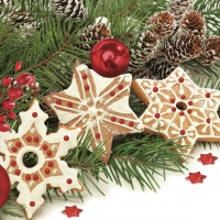 Servietten 33x33 cm - Gingerbread Snowflakes