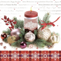 Servietten 33x33 cm - Xmas Decor With Red Candle