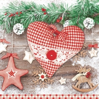 Servietten 33x33 cm - Handmade Red Checked Heart