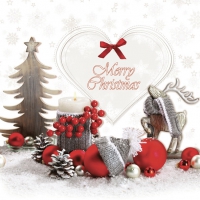 Servietten 33x33 cm - Red & Grey Xmas Decors