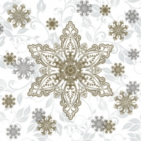 Servietten 33x33 cm - Gold & Silver Ornate Snowflakes