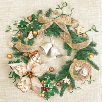Servietten 33x33 cm - Gold Decorated Christmas Wreath