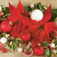 Servietten 33x33 cm - Poinsettias with Mistletoe