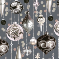 Servietten 33x33 cm - Silver & Pink Hanging Baubles