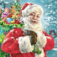 Servietten 33x33 cm - Happy Santa Claus
