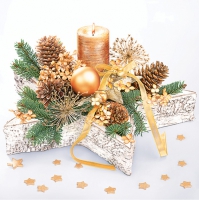 Servietten 33x33 cm - Golden Decor on Wooden Star