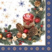 Servietten 33x33 cm - Traditional Xmas Motives in Blue Frame