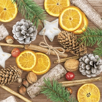 Servietten 33x33 cm - Winter Decorations with Cinnamon and Nuts Servietten 33x33 cm - Winter Decorations with Cinnamon and Nuts