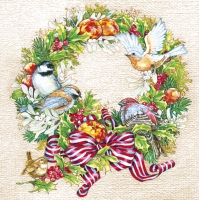 Servietten 33x33 cm - Weihnachtskranz