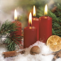 Servietten 33x33 cm - Four Red Candles Decoration