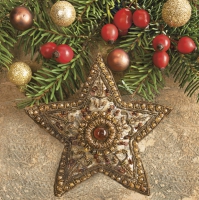 Servietten 33x33 cm - Baroque Star and Holly Berries