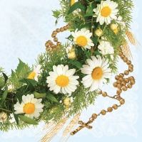 Servietten 33x33 cm - Communion with Daisy Wreath Blue