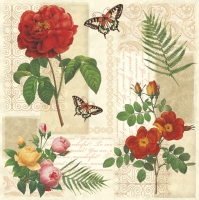 Servietten 33x33 cm - Flowers and Butterflies on Vintage Background