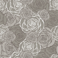 Servietten 33x33 cm - Graphic Roses Pattern Grey (pearl effect)
