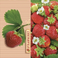 Servietten 33x33 cm - Delicious Strawberries with Ticket