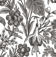 Servietten 33x33 cm - Floral Illustration Black