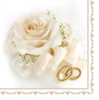 Servietten 33x33 cm - Wedding Rings & White Rose Servietten 33x33 cm - Wedding Rings & White Rose