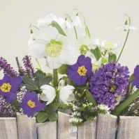 Servietten 33x33 cm - Flowers Behind the Wood Fence