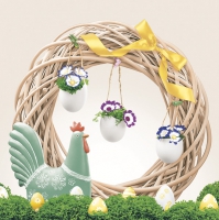 Servietten 33x33 cm - Easter Wreath with Ceramic Cock