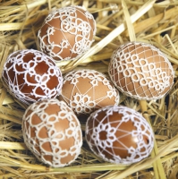 Servietten 33x33 cm - Easter Eggs in Lace