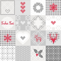 Linclass Servietten 40x40 cm - Pepe  (grau/rot)