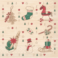 Tissue Servietten 33x33 cm - Grace  (braun/rot/grün)