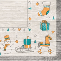 Linclass Servietten 40x40 cm - Grace  (grau/curry/türkis)