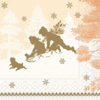 Tissue Servietten 33x33 cm - SCHLITTENFAHRT terrakotta