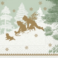 Tissue Servietten 40x40 cm - SCHLITTENFAHRT gr�n
