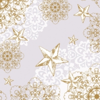 Linclass Servietten 40x40 cm - STERNENSCHEIN grau-gold