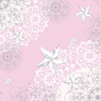 Linclass Servietten 40x40 cm - STERNENSCHEIN rose-silber
