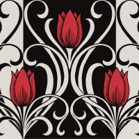 Linclass Servietten 40x40 cm - Annika (rot/schwarz) Linclass Servietten 40x40 cm - Annika (rot/schwarz)