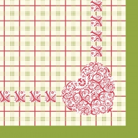 Linclass Servietten 40x40 cm - Meg  (rot/grün)